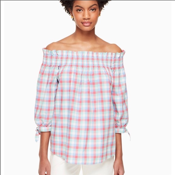 kate spade Tops - Kate Spade Madras Off The Shoulder Top-c5
